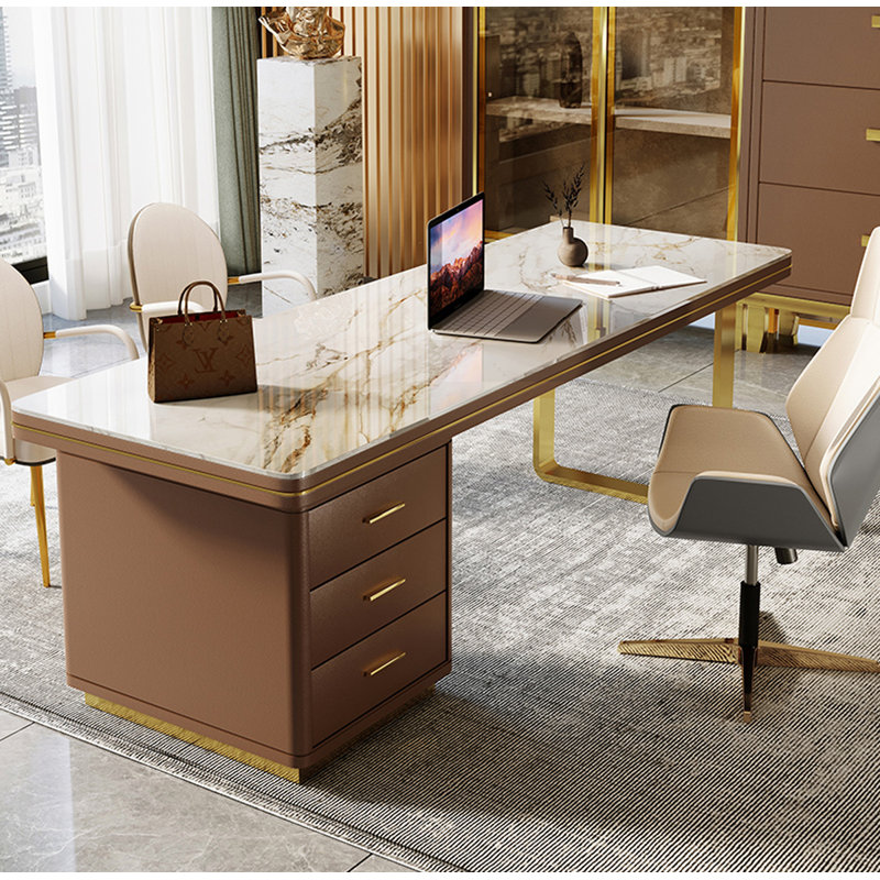 Bureau en pierre frittée Italian Light Luxury, H 29,5 po x l 63 po x P 27,6 po