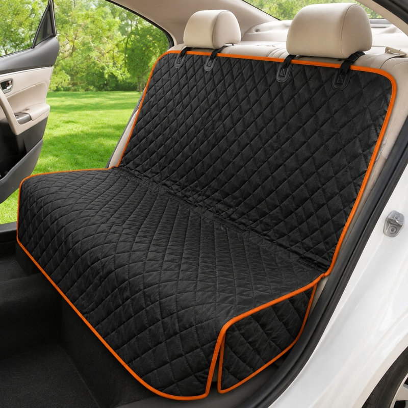 Housse de siège de voiture matelassée imperméable pour siège arrière, Orange