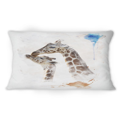Portrait de deux girafes - coussin décoratif traditionnel imprimé