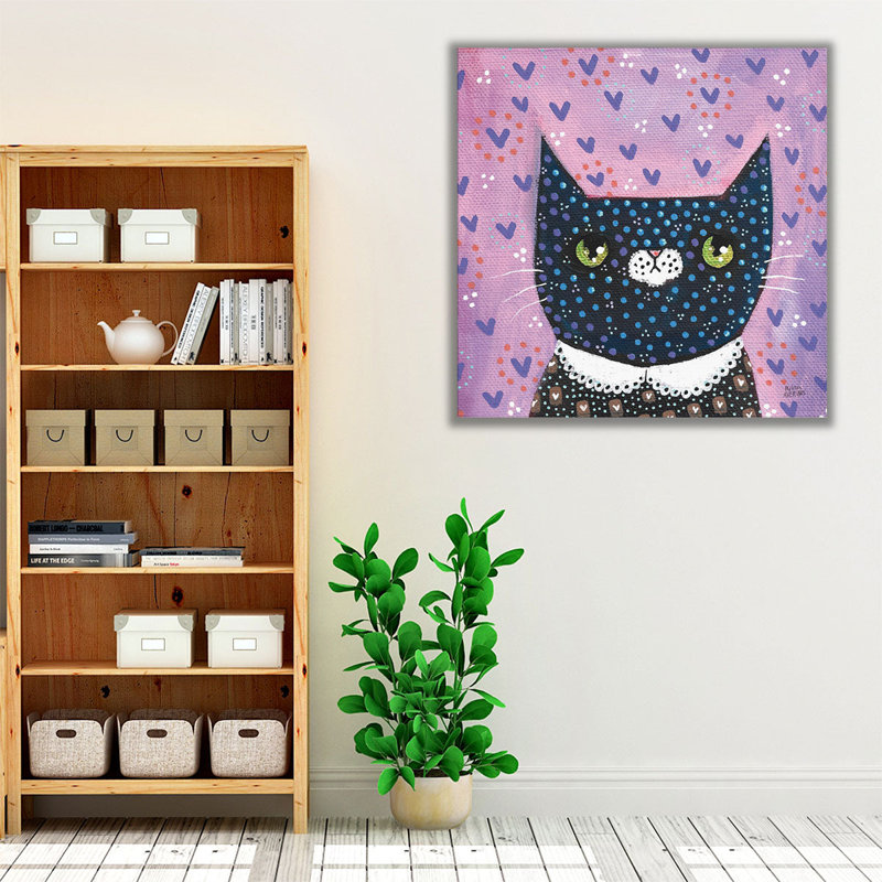 Kooky Cat I - reproduction d'art sur toile, H 12 po x l 12 po
