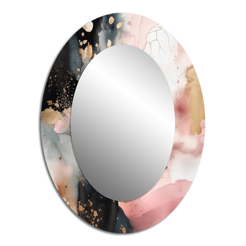 Pink Gold Marble Texture II - Modern Oval Wall Mirror, 40" x 30"