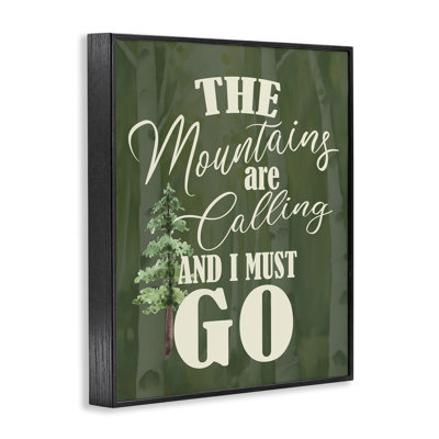 Mountains Calling Forest Green Framed Giclee, design by Kim Allen