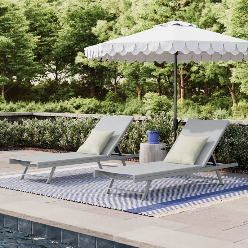 Outdoor Metal Chaise Lounge Set, Gray