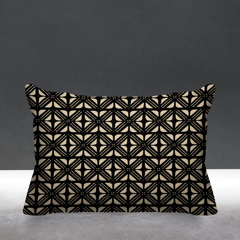 Housse de coussin d'extérieur carré et insert, Noir, 14 po x 20 po, Rectangle
