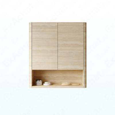 26" Wall-Mounted Bathroom Cabinet, With Doors, Shelf And Open Storage Compartment Over The Toilet Storage Cabinet For Bathroom, Kitchen, Laundry Room, Roma Travertine-Pattern Finish