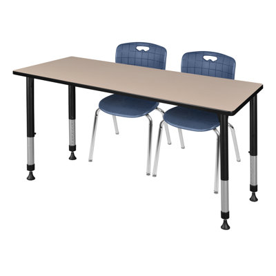 Regency Kee Adjustable Classroom Table & 2 Andy 18 in. Stack Chairs