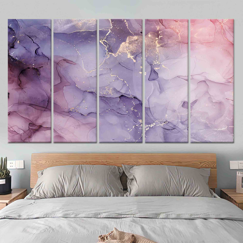 Impression sur toile moderne abstraite: art mural de luxe élégant pour la maison, toile tendue 5P, 43,3 po H x 78,7 po l