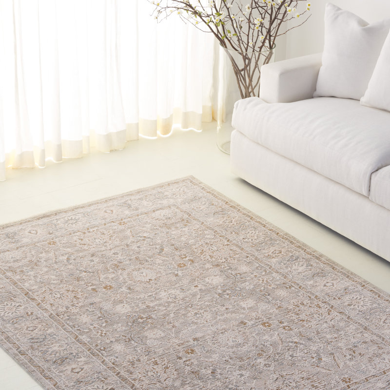 Power Loom Polyester Oriental Area Rug in Taupe/Ivory, Blue/Ivory, Rectangle 10' x 14'
