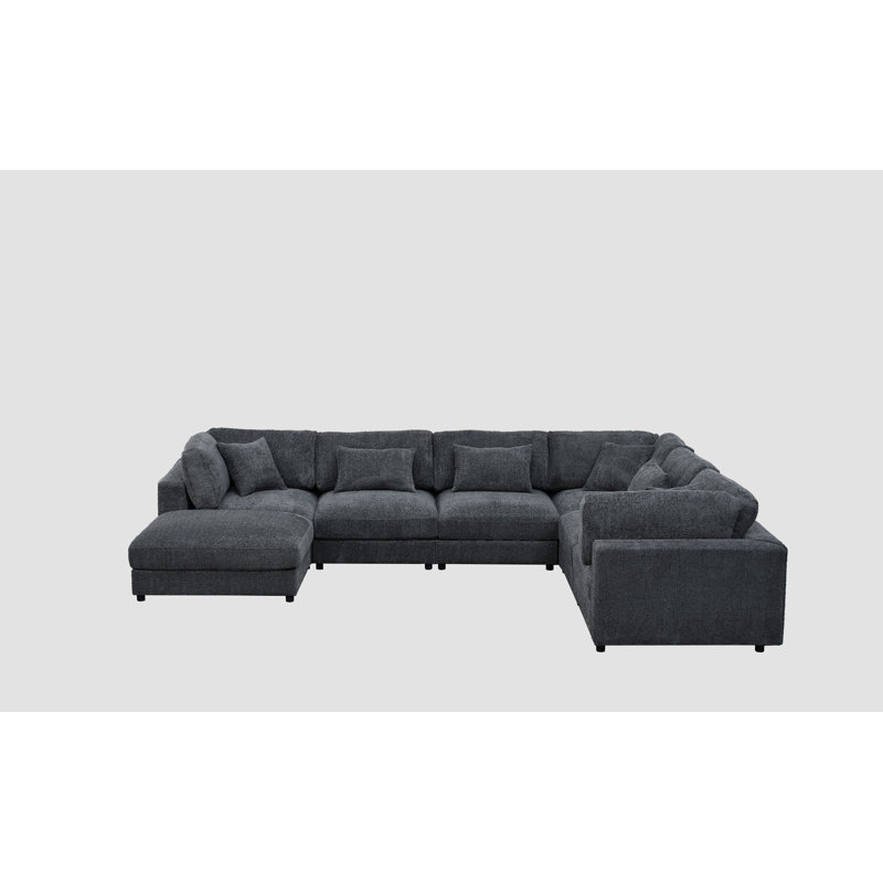 Canapé modulaire Everden, H 33 po x l 144 po x P 112 po, Polyester gris