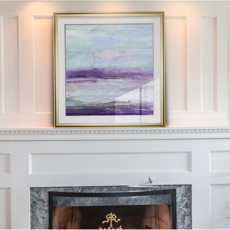 « mauve gris ii », peinture, H 28 po x l 28 po x p 2 po, Cadre doré