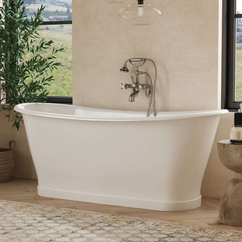 Balmoral 68'' L Freestanding Soaking Bathtub, White Interior with White Exterior