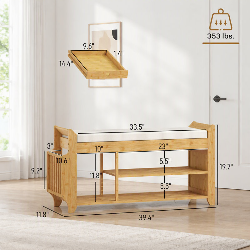 Polyester Blend Upholstered Bench