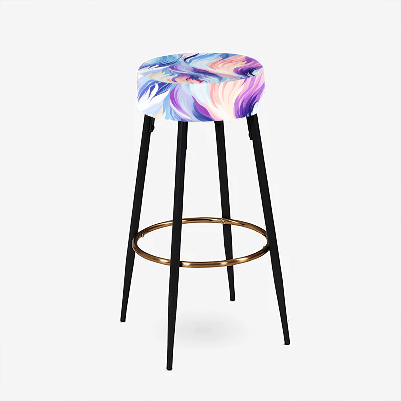 Ikat Dreams mauve et bleu - Ensemble de 2 tabourets de bar abstraits