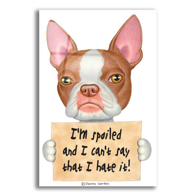 " Red Boston Terrier With Sign "