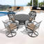 5 chaises avec cadre noir - 4 chaises pivotantes et table ronde de 39,37 po, chaises en aluminium toutes saisons-121070552
