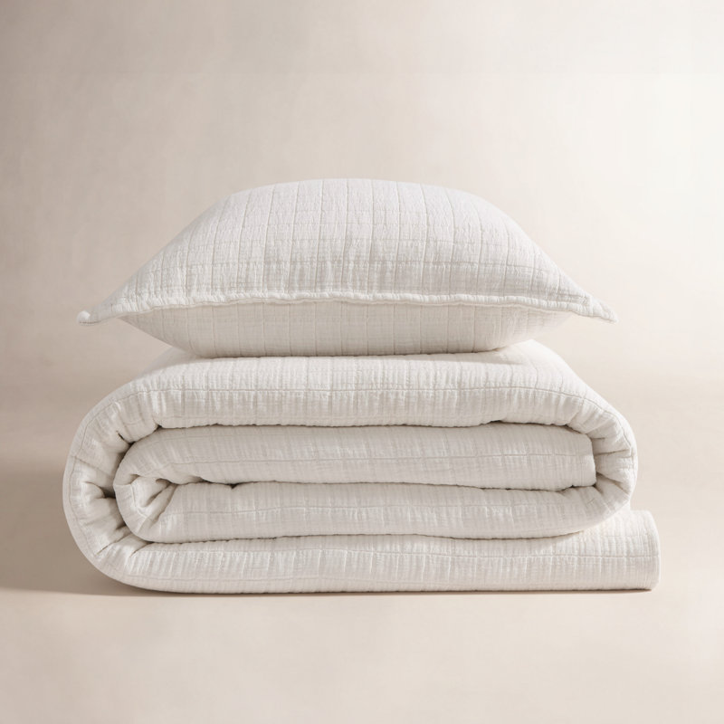 Taie décorative de couleur unie 100% coton, Grand, Blanc cassé