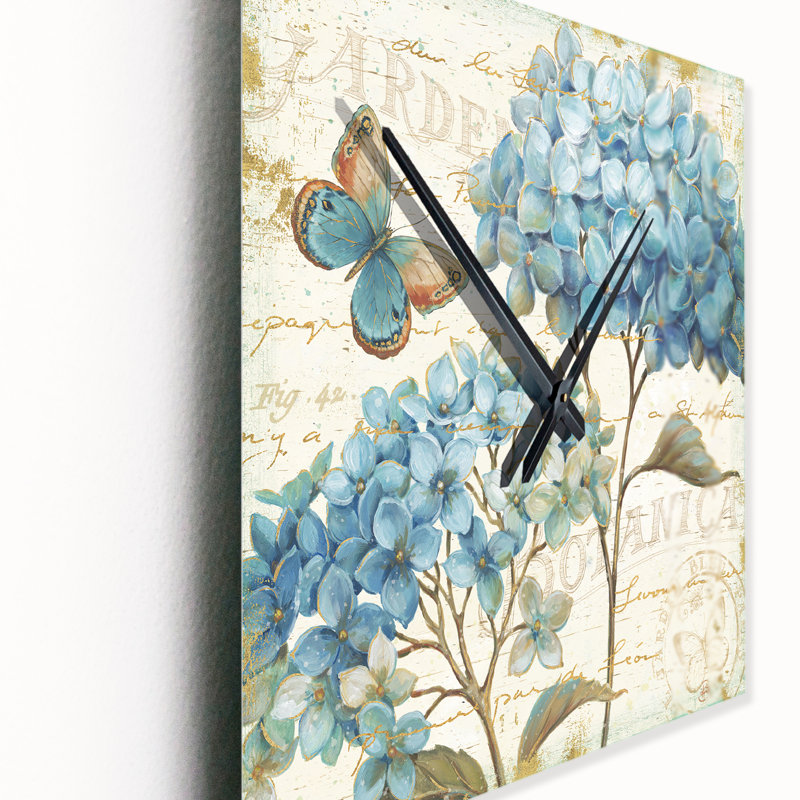 Butterfly Blue Garden II - Horloge murale traditionnelle, Très grand