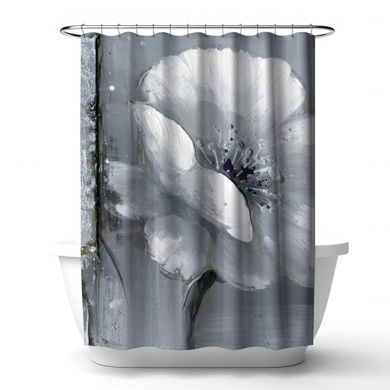 Floral – Polyester Shower Curtain, Dye Sublimation Print, 71" W × 74" L