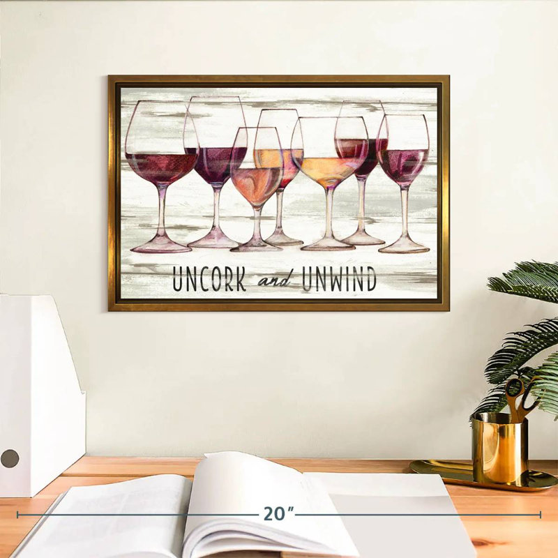 Wine Line II, Cadre flottant doré, 13 po x 9 po