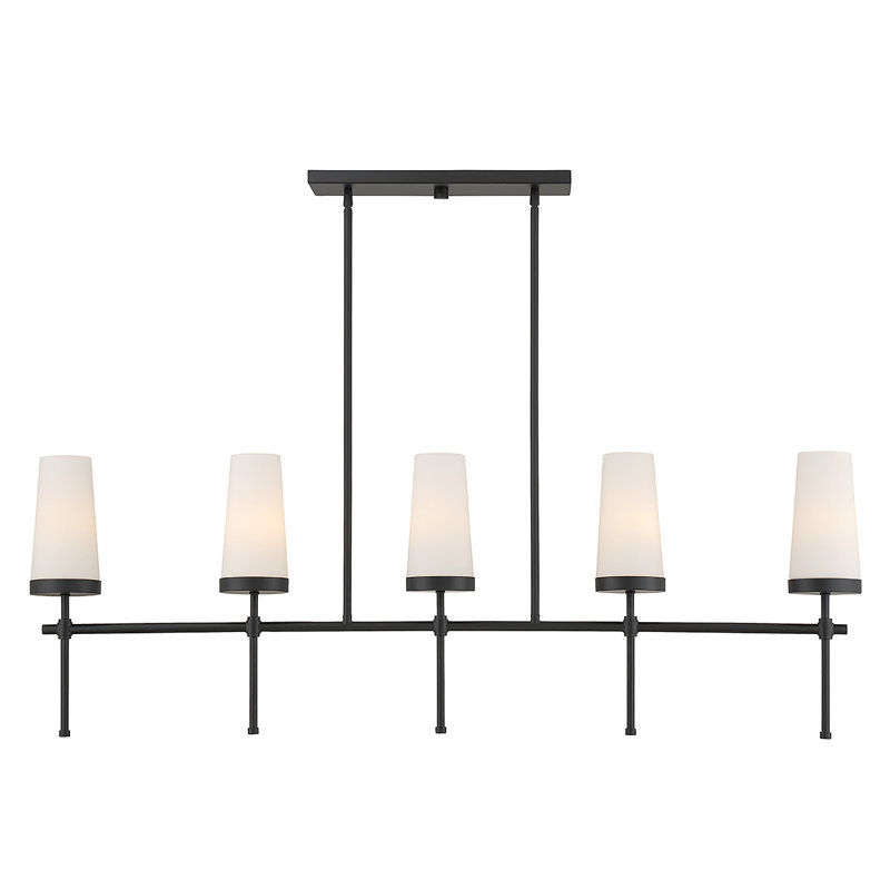 Luminaire suspendu linéaire à 5 lumières pour îlot de cuisine Doloris, Noir mat
