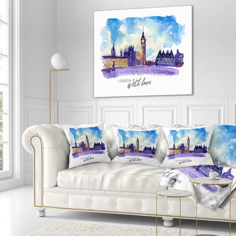 Coussin London London - Cityscape, 18 po x 18 po, Carré