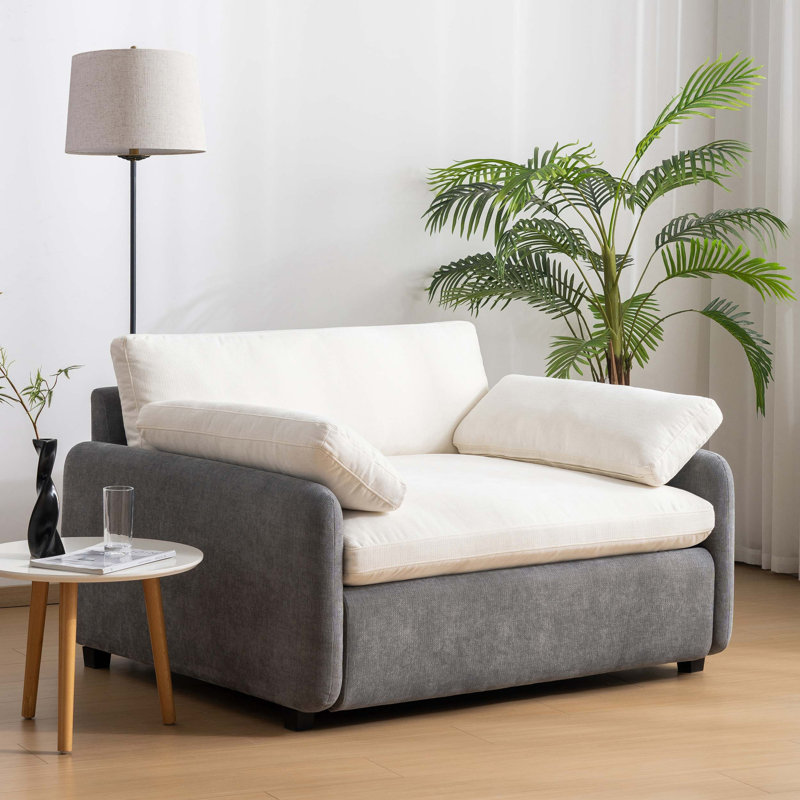 Fauteuil surdimensionné en chenille simple avec siège large et profond, fauteuil rembourré moderne avec support en mousse haute densité et coussins de confort inclus.