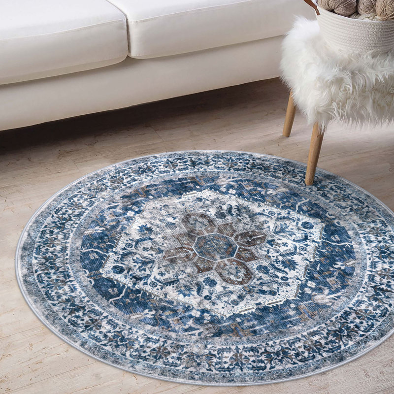 Tapis d'intérieur antidérapant Jodhveer , Rond 3 pi