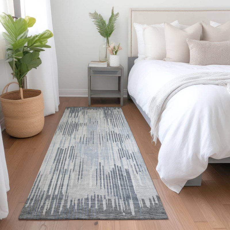 Premium Machine Washable Prisco Gray Rug, Runner 2'3" x 7'6"