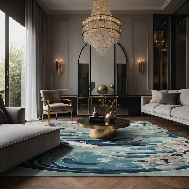Tapis gris soyeux et moelleux, Rectangle 7 pi x 9 pi