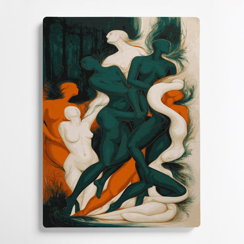 Abstrait art figuratif vert en métal 70, H 12 po x l 18 po