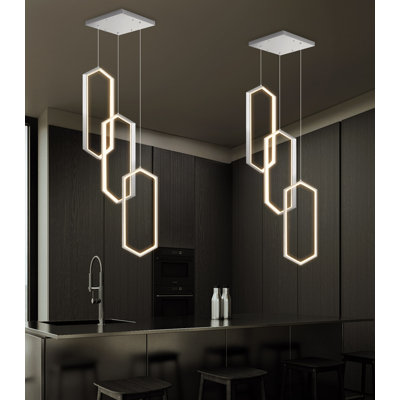 3-Ring Led Dimmable Chandelier Silver