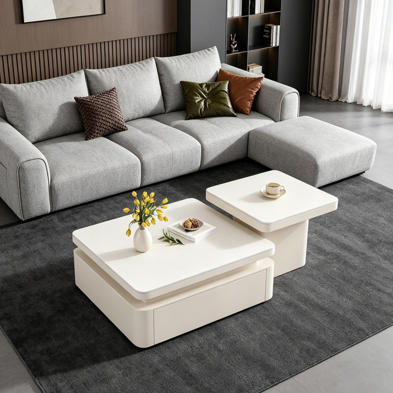 Ensemble de tables basses Square Creative, White, H 14,17 po x l 27,55 po x P 27,55 po