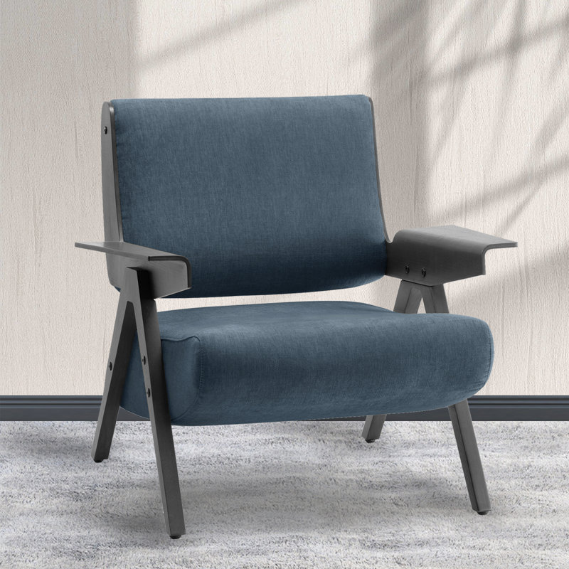 Chaise avec accoudoirs Bernese, Chenille bleu