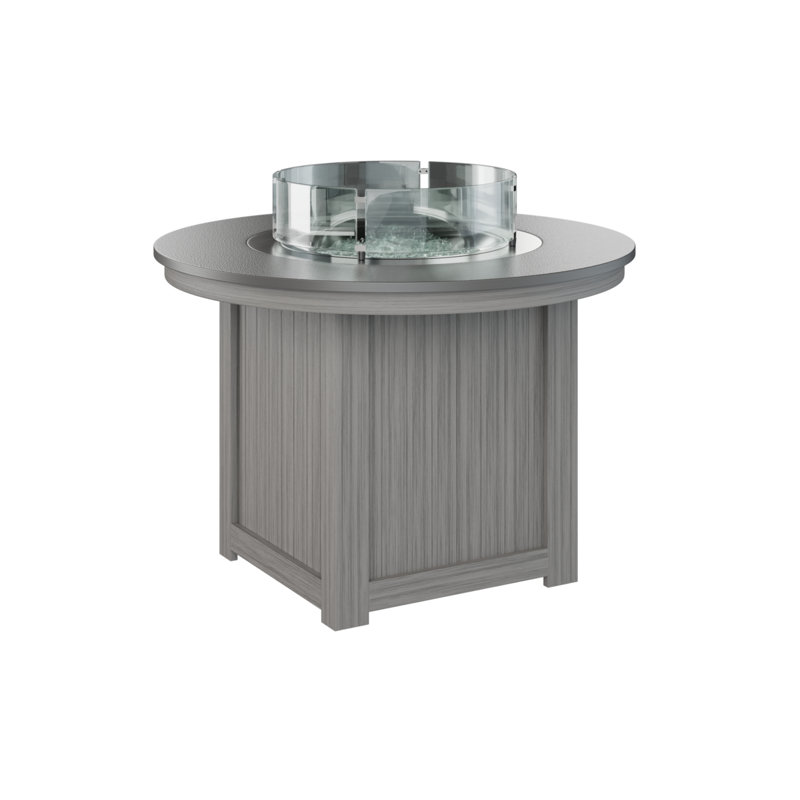 Foyer de table rond Berlin Donoma, H 37 po x l 44 po x P 44 po, Plateau martelé en acier inoxydable avec base en 