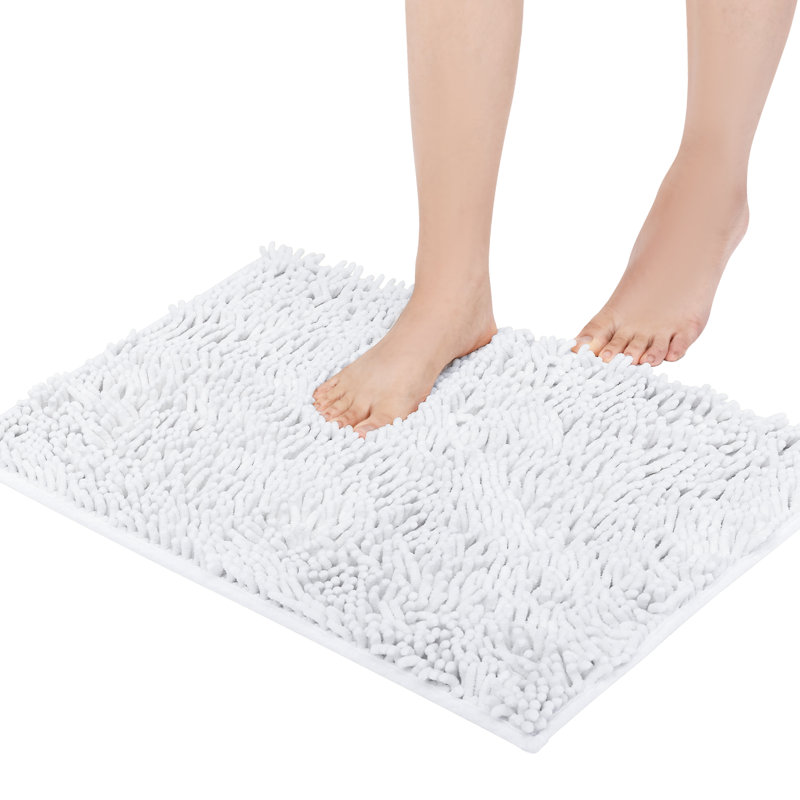 Thomesha Chenille Bath Rug, 19.5" W x 29.7" L, White