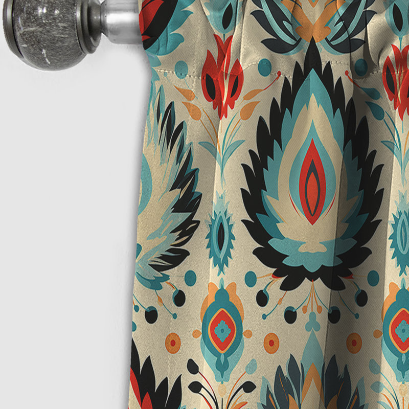 Mélange de tribu nomade orange Ikat - rideau Ikat - rideau occultant Ikat - 1 panneaux, L 52 po x L 84 po