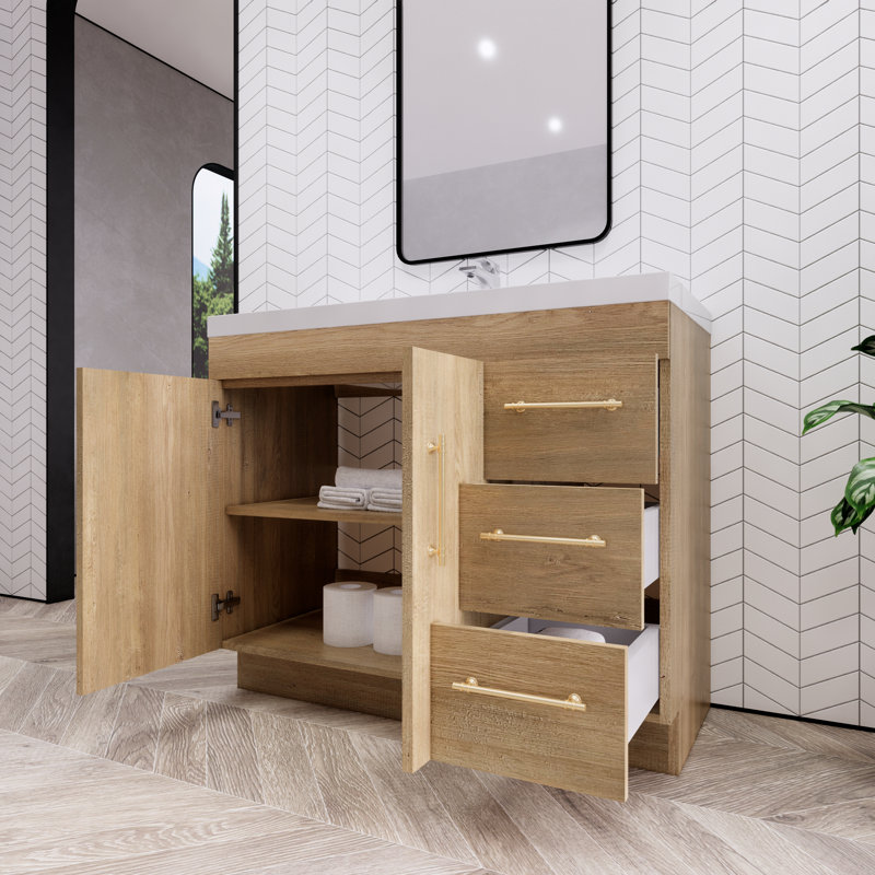 Ensemble de meuble-lavabo simple 42 po Eliza, Chêne