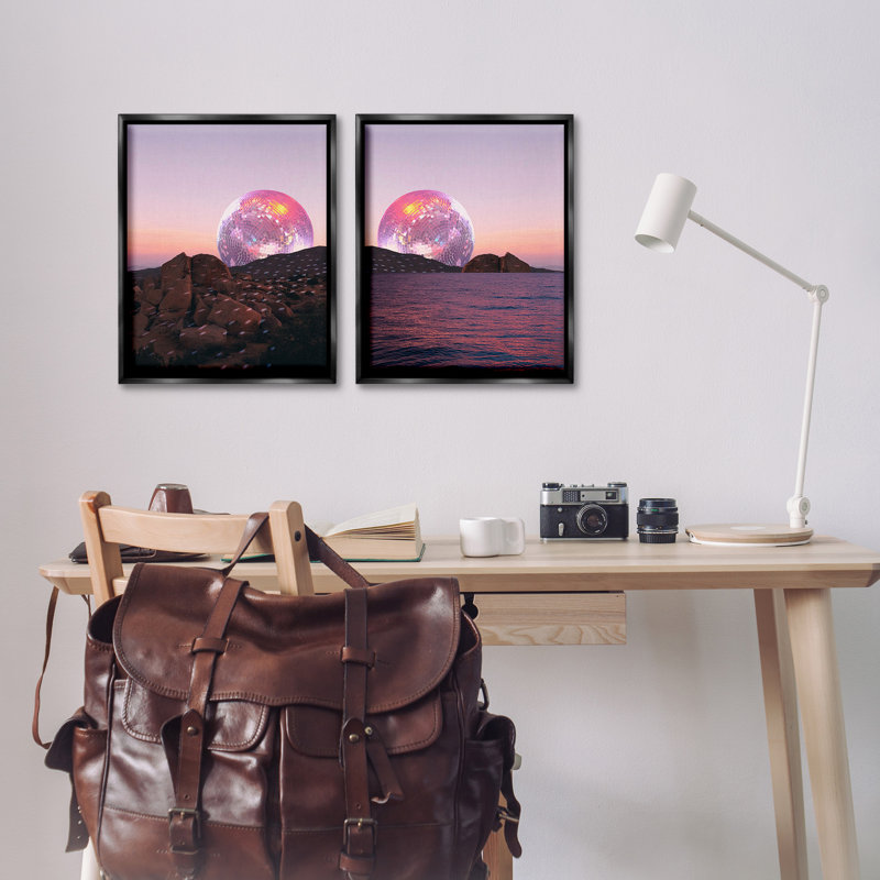«Surreal disco ball paysage» par Lil 'Rue 2 - Pièces sur, Cadre flottant noir de jais, H 21 po x l 17 po