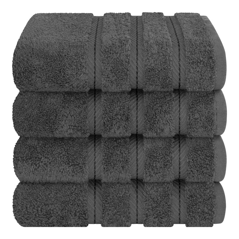 Edison Turkish Cotton Quick-Drying Hand Towels (Set of 4), Gray