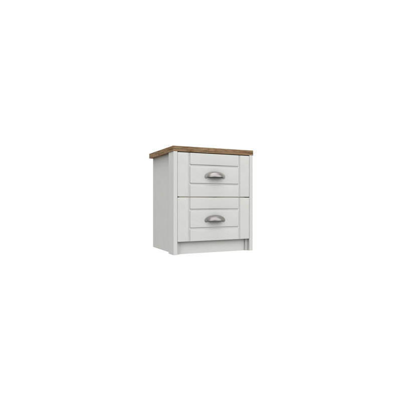 Newhaven 43.4cm W Manufactured Wood Bedside Table, Natural Rustic Oak/White