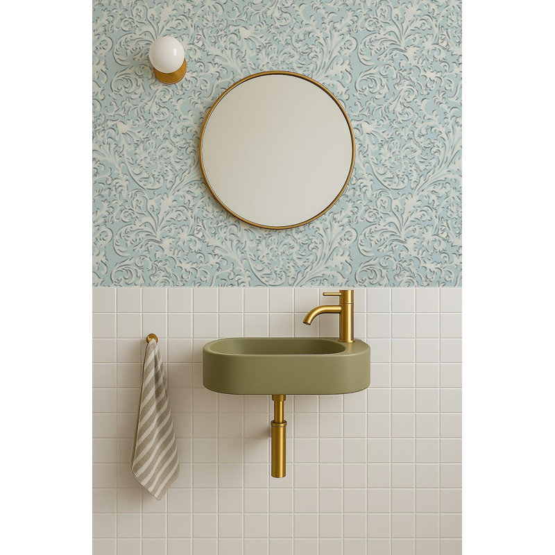 Florentine Vine - Wallpaper, Daytime Blue, Faux Grasscloth