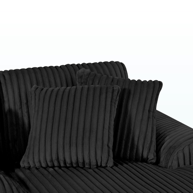 Canapé modulaire en U en velours côtelé noir pour le salon, Black Corduroy