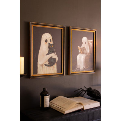  Ensemble de 2 reproductions d'art encadrées, noir et blanc, 17,5 po de hauteur