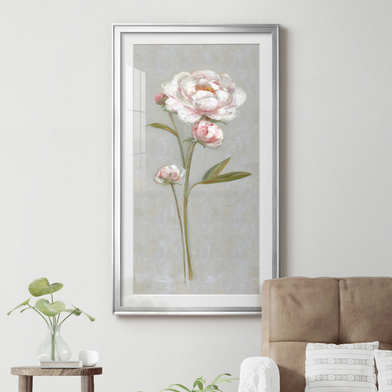 Pivoine magique I - Cadre photo, reproduction d'art sur papier, Papier argenté, H 22,5 po x l 42,5 po x P 1,5 po