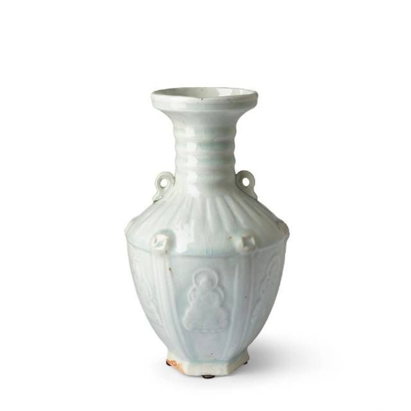 Vase de table en porcelaine vert intérieur / extérieur 10 "