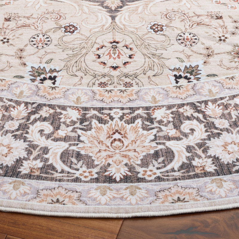 Arizona Performance Machine Washable Floral Indoor Rug, Round 6'