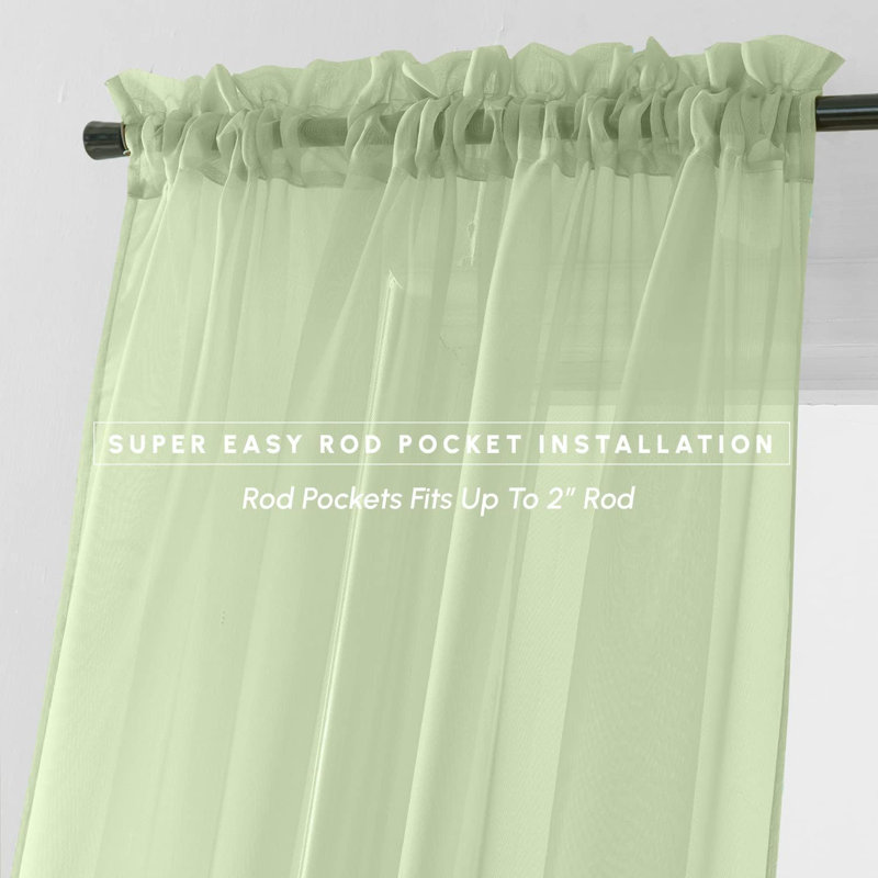 Yaelle Semi Sheer Curtain Pair, 60" W x 84" L, Sage