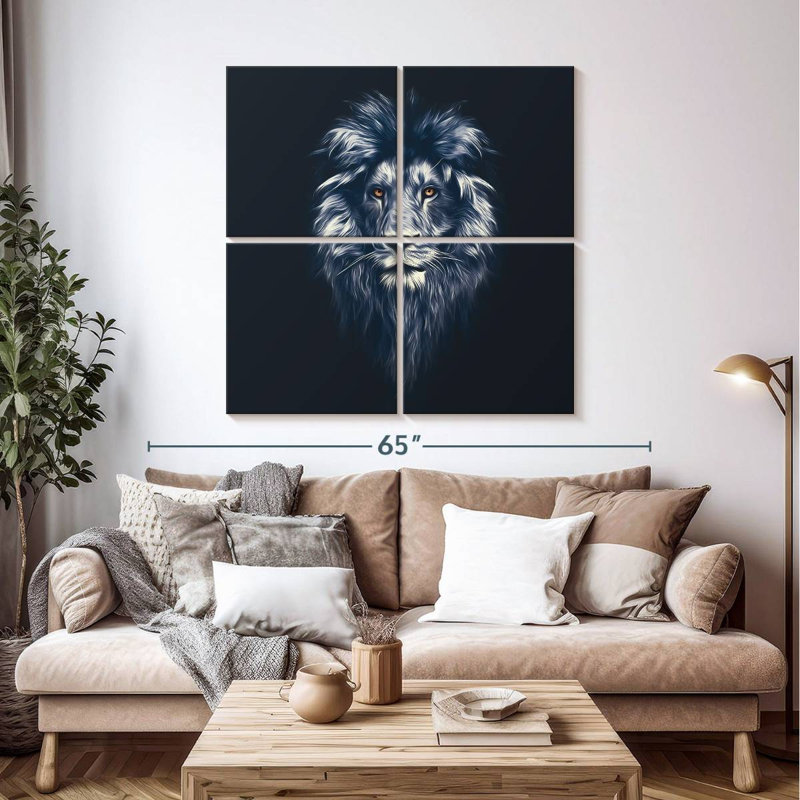 Tête de lion envoûtante, H 45 po x l 45 po