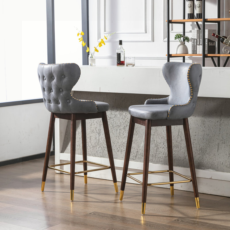 Ensemble de 2 tabourets de bar Delasia, gris