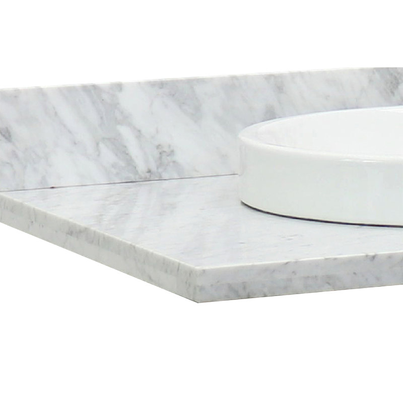 49'' White Carrara Marble Vanity Top with Round Ceramic Sink